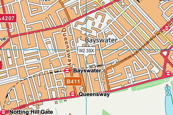 W2 3SX map - OS VectorMap District (Ordnance Survey)