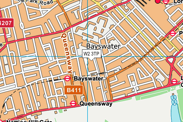 W2 3TP map - OS VectorMap District (Ordnance Survey)