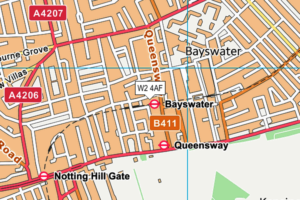 W2 4AF map - OS VectorMap District (Ordnance Survey)