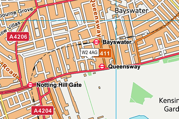 W2 4AG map - OS VectorMap District (Ordnance Survey)