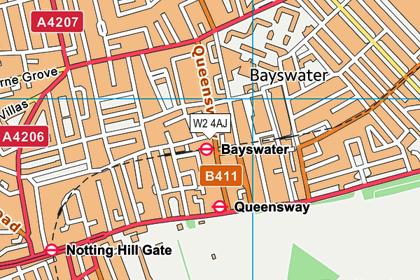 W2 4AJ map - OS VectorMap District (Ordnance Survey)