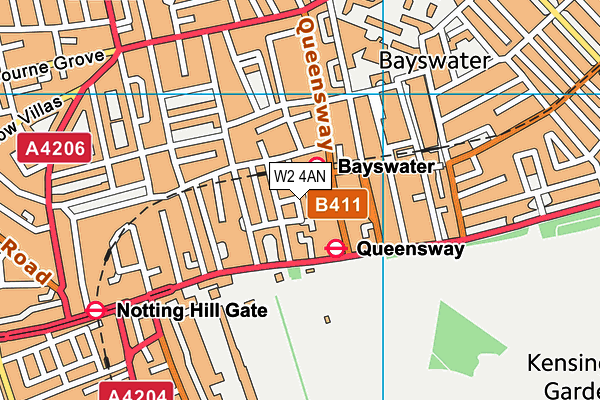 W2 4AN map - OS VectorMap District (Ordnance Survey)