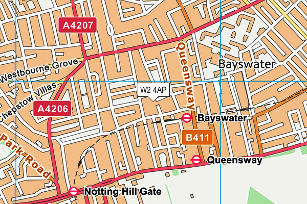 Puregym (London Bayswater) map (W2 4AP) - OS VectorMap District (Ordnance Survey)