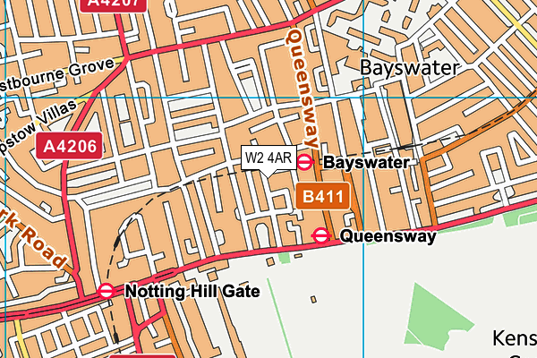 W2 4AR map - OS VectorMap District (Ordnance Survey)