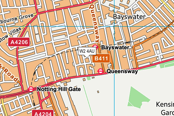 W2 4AU map - OS VectorMap District (Ordnance Survey)