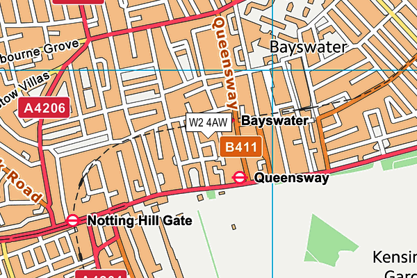 W2 4AW map - OS VectorMap District (Ordnance Survey)