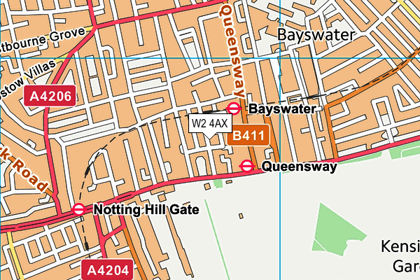 W2 4AX map - OS VectorMap District (Ordnance Survey)