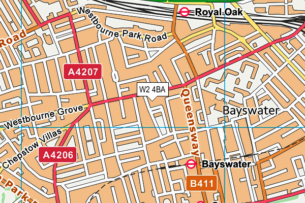 W2 4BA map - OS VectorMap District (Ordnance Survey)