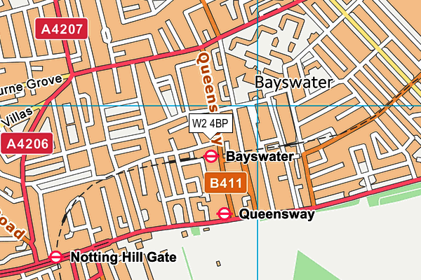 W2 4BP map - OS VectorMap District (Ordnance Survey)