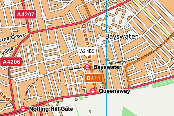 W2 4BS map - OS VectorMap District (Ordnance Survey)