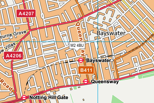 W2 4BU map - OS VectorMap District (Ordnance Survey)