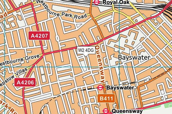 W2 4DG map - OS VectorMap District (Ordnance Survey)