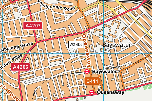 W2 4DJ map - OS VectorMap District (Ordnance Survey)