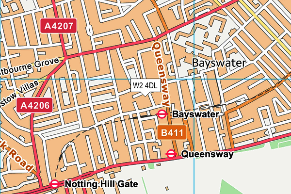 W2 4DL map - OS VectorMap District (Ordnance Survey)