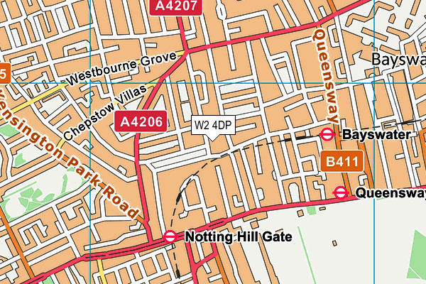 W2 4DP map - OS VectorMap District (Ordnance Survey)