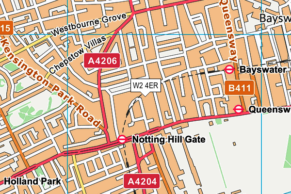 W2 4ER map - OS VectorMap District (Ordnance Survey)