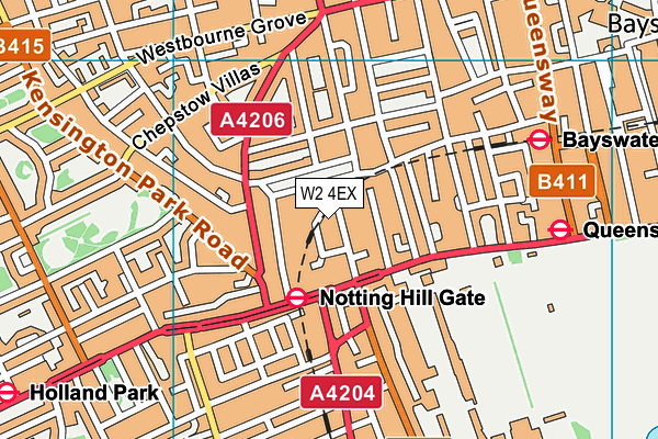 W2 4EX map - OS VectorMap District (Ordnance Survey)