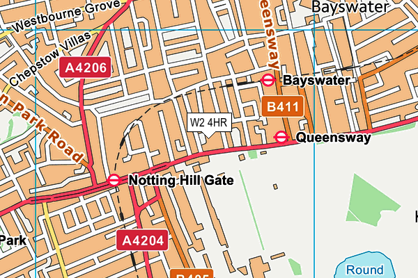 W2 4HR map - OS VectorMap District (Ordnance Survey)