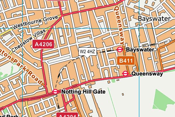 W2 4HZ map - OS VectorMap District (Ordnance Survey)