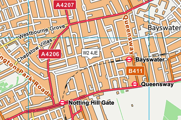 W2 4JE map - OS VectorMap District (Ordnance Survey)