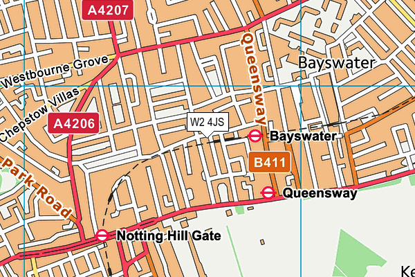 W2 4JS map - OS VectorMap District (Ordnance Survey)