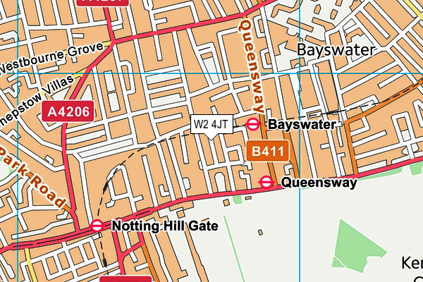 W2 4JT map - OS VectorMap District (Ordnance Survey)