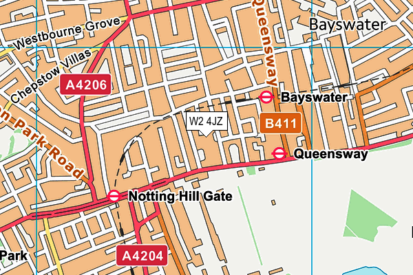 W2 4JZ map - OS VectorMap District (Ordnance Survey)