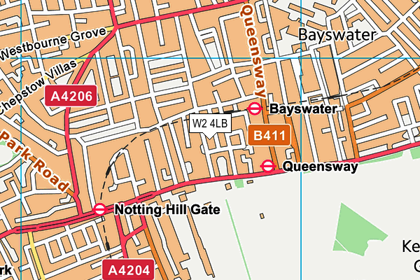 W2 4LB map - OS VectorMap District (Ordnance Survey)