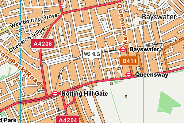 W2 4LG map - OS VectorMap District (Ordnance Survey)