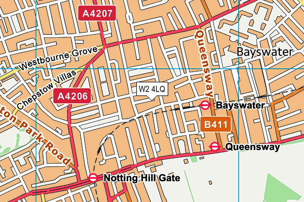 W2 4LQ map - OS VectorMap District (Ordnance Survey)