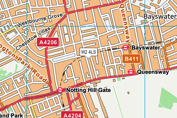 W2 4LS map - OS VectorMap District (Ordnance Survey)