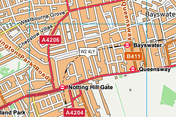 W2 4LY map - OS VectorMap District (Ordnance Survey)