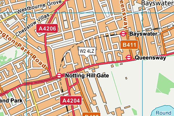 W2 4LZ map - OS VectorMap District (Ordnance Survey)