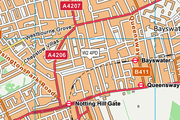 W2 4PD map - OS VectorMap District (Ordnance Survey)