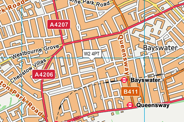 W2 4PT map - OS VectorMap District (Ordnance Survey)