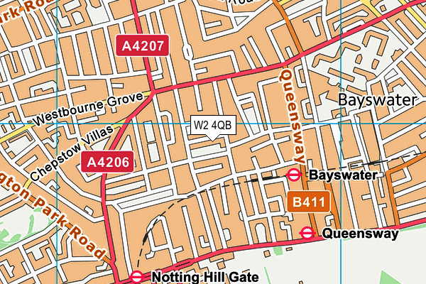 W2 4QB map - OS VectorMap District (Ordnance Survey)