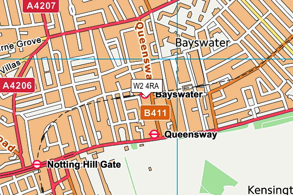 W2 4RA map - OS VectorMap District (Ordnance Survey)