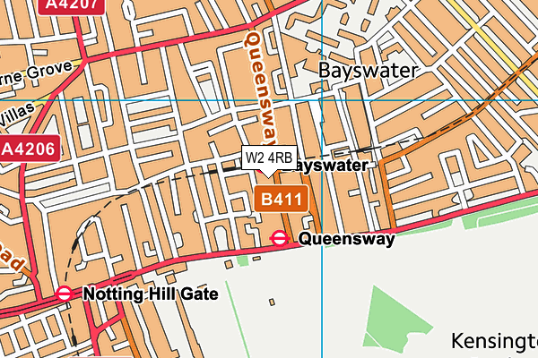 W2 4RB map - OS VectorMap District (Ordnance Survey)