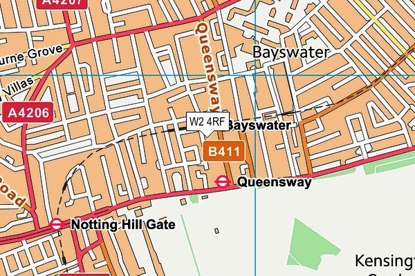 W2 4RF map - OS VectorMap District (Ordnance Survey)