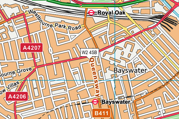 W2 4SB map - OS VectorMap District (Ordnance Survey)