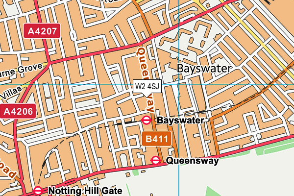 W2 4SJ map - OS VectorMap District (Ordnance Survey)