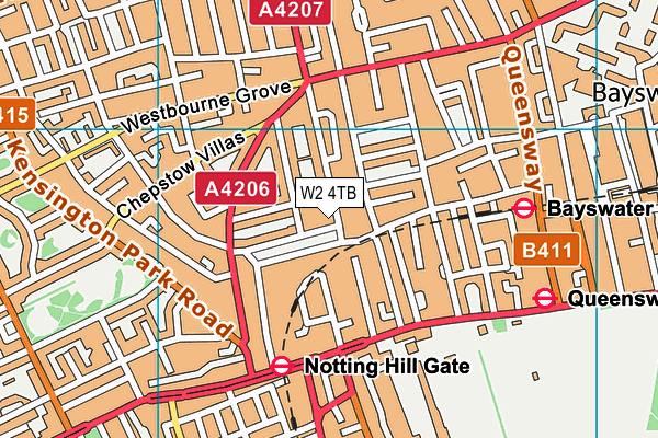 W2 4TB map - OS VectorMap District (Ordnance Survey)