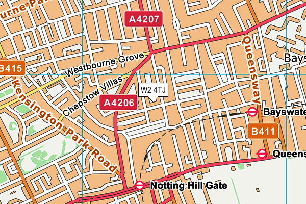 W2 4TJ map - OS VectorMap District (Ordnance Survey)