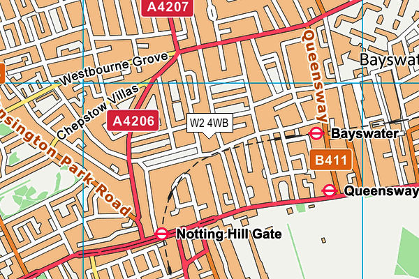 W2 4WB map - OS VectorMap District (Ordnance Survey)