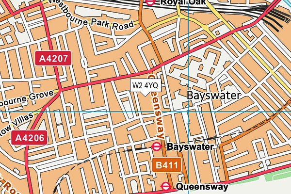 Soho Gyms (Bayswater) (Closed) map (W2 4YQ) - OS VectorMap District (Ordnance Survey)
