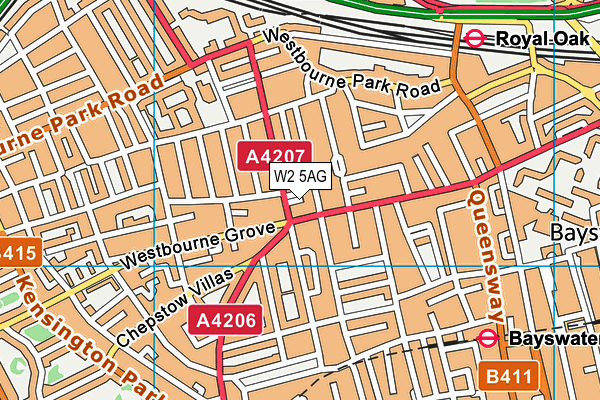W2 5AG map - OS VectorMap District (Ordnance Survey)