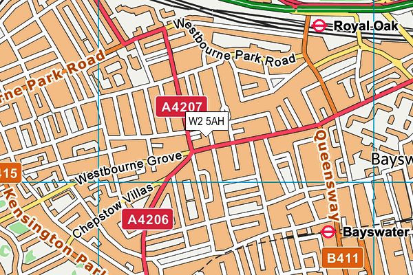 W2 5AH map - OS VectorMap District (Ordnance Survey)