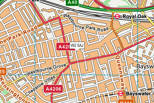 W2 5AJ map - OS VectorMap District (Ordnance Survey)