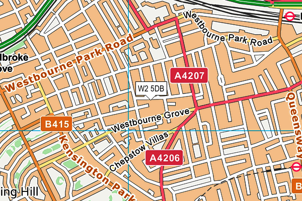 W2 5DB map - OS VectorMap District (Ordnance Survey)