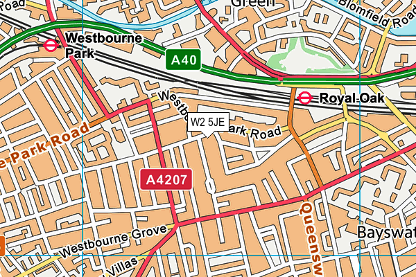 W2 5JE map - OS VectorMap District (Ordnance Survey)